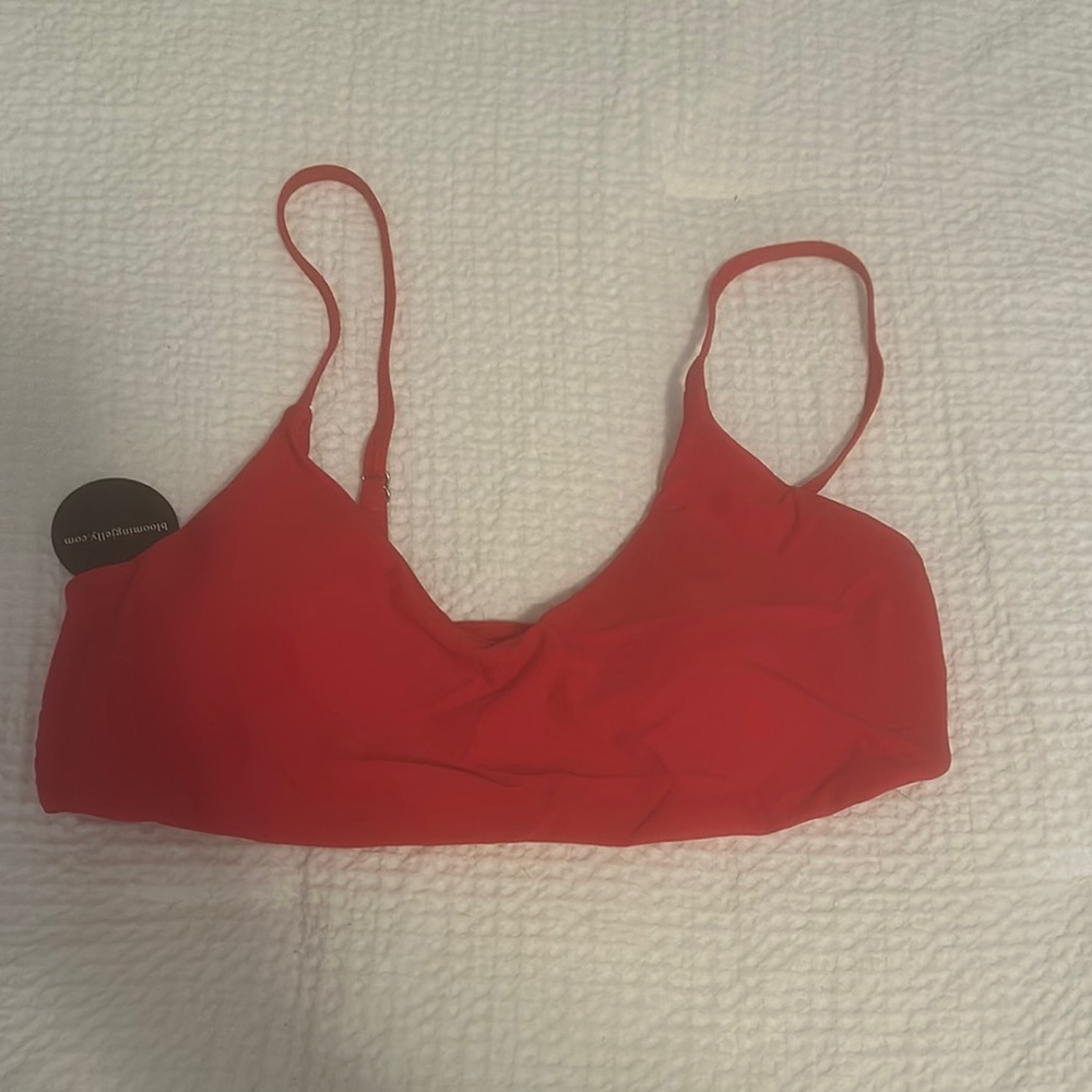 Red Seamless Bikini Top with Adjustable Straps